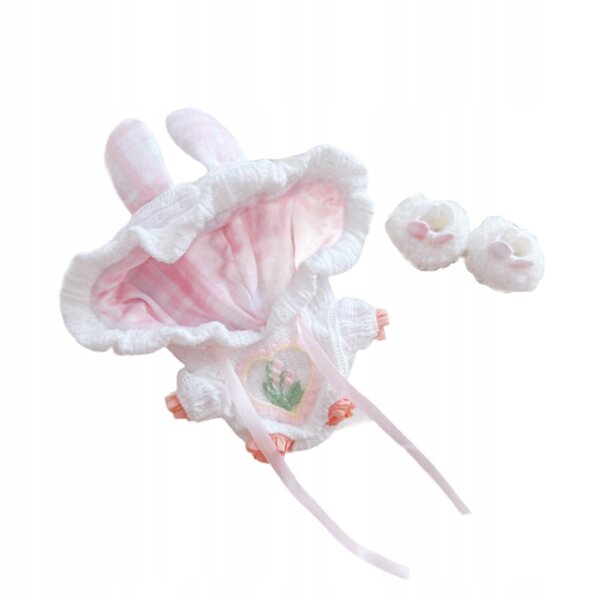Plüsch-Body mit Kapuze für 15–17 cm große rosa Puppen, inklusive Schuhe