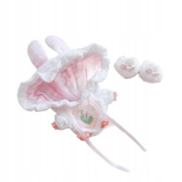 Plüsch-Body mit Kapuze für 15–17 cm große rosa Puppen, inklusive Schuhe