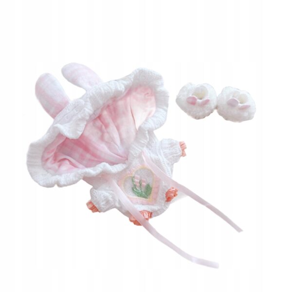 Plüsch-Body mit Kapuze für 15–17 cm große rosa Puppen, inklusive Schuhe