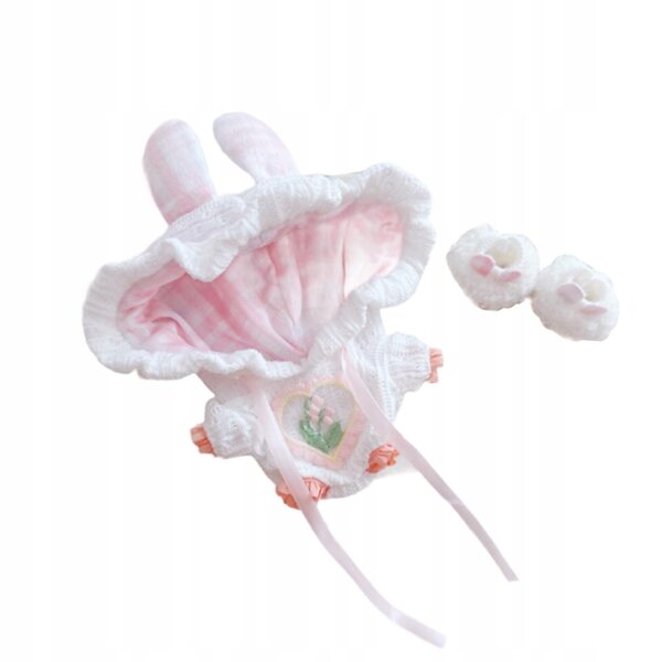Plüsch-Body mit Kapuze für 15–17 cm große rosa Puppen, inklusive Schuhe
