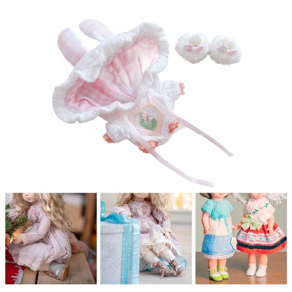 Plüsch-Body mit Kapuze für 15–17 cm große rosa Puppen, inklusive Schuhe