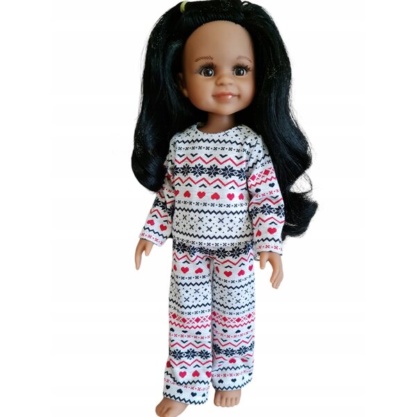 Pigiama per bambola Paola Reina con motivo scandinavo 32 cm