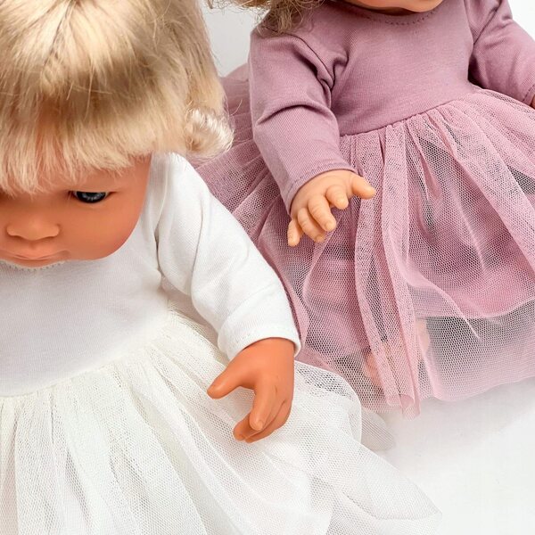 Ballerinakleid aus Tüll für 34–38 cm große Puppen, rosa Farbe, fleischige Baumwolle