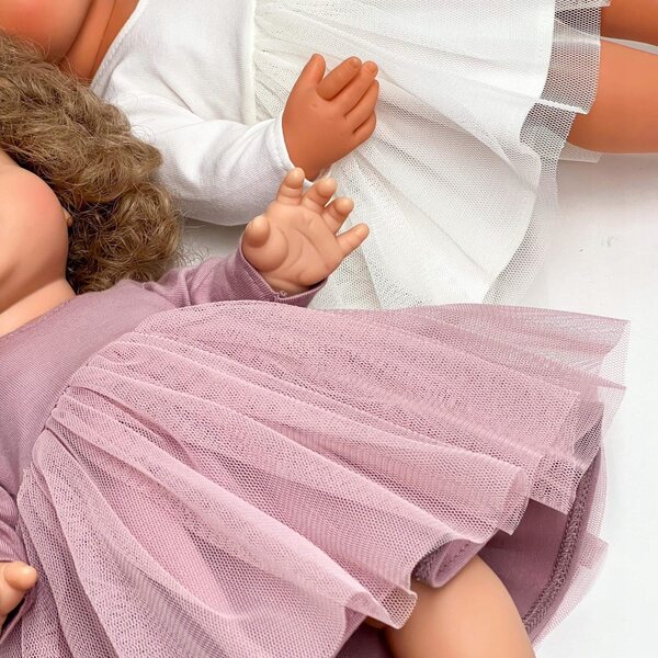 Ballerinakleid aus Tüll für 34–38 cm große Puppen, rosa Farbe, fleischige Baumwolle