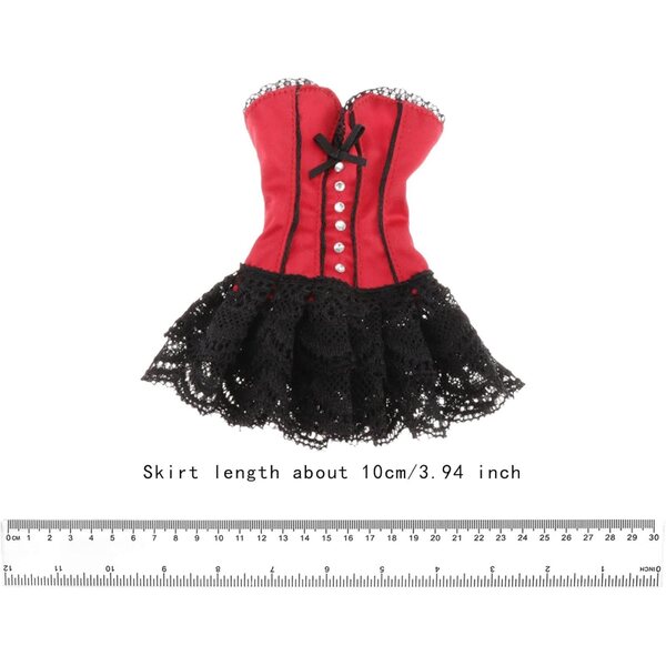 1/6 weibliches Puppenkleidungsset Schwarz mit Kleid und Shorts Fxzqgnh