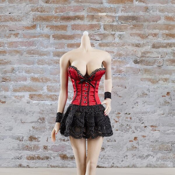 1/6 weibliches Puppenkleidungsset Schwarz mit Kleid und Shorts Fxzqgnh