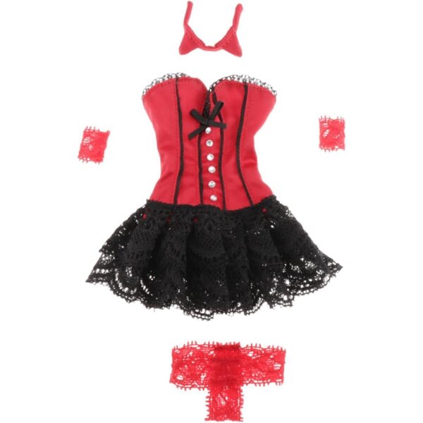 1/6 weibliches Puppenkleidungsset Schwarz mit Kleid und Shorts Fxzqgnh