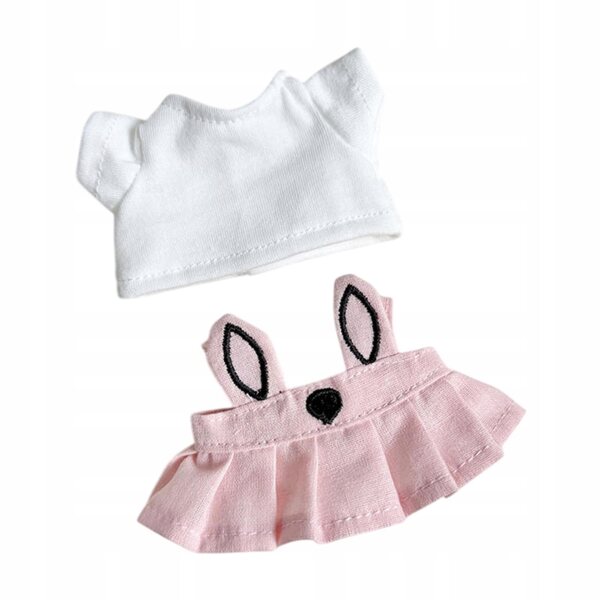 Ubranka für 17 cm Puppen, Rockset mit Hasenohren, weichem Zubehör