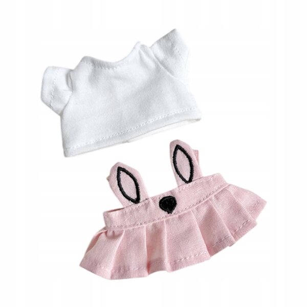 Ubranka für 17 cm Puppen, Rockset mit Hasenohren, weichem Zubehör