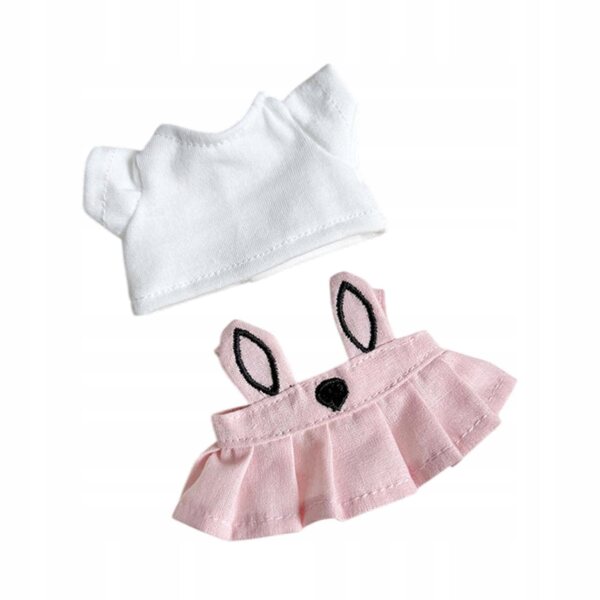 Ubranka für 17 cm Puppen, Rockset mit Hasenohren, weichem Zubehör