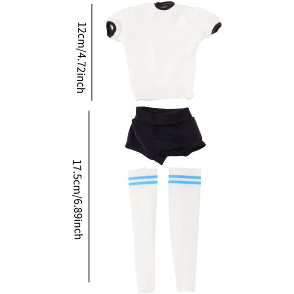 Abbigliamento per Bambole 1/6 Femminile con Maniche Corte e Pantaloncini + Calzini Lunghi