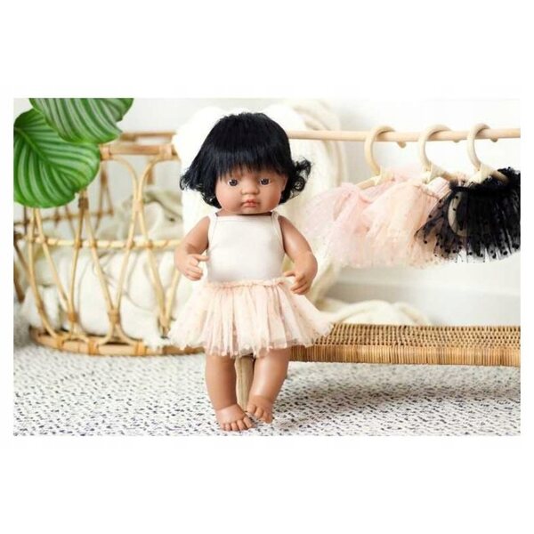 Costume da Ballerina Beige per Bambole Miniland 38 cm con Gonna Tutu in Tulle