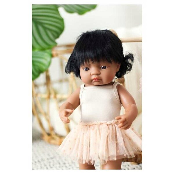Costume da Ballerina Beige per Bambole Miniland 38 cm con Gonna Tutu in Tulle