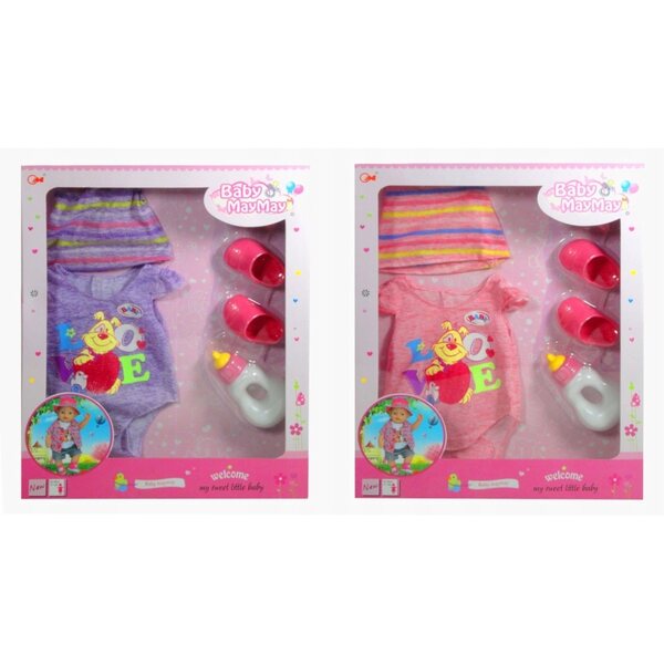 Bobas Puppenkleidung: Outfit mit Leggings, T-Shirt, Mütze und Schuhen