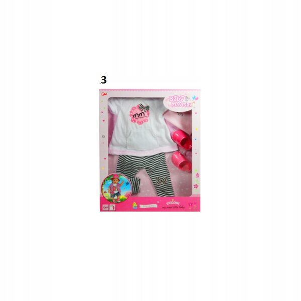 Bobas Puppenkleidung: Outfit mit Leggings, T-Shirt, Mütze und Schuhen