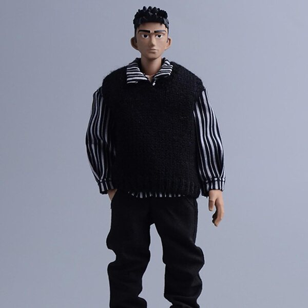 1/12 Miniaturweste für 6-Zoll-Actionfiguren aus schwarzem Strick, Kleidung für männliche Puppen