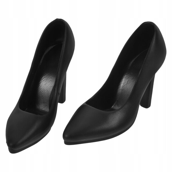 Mini Scarpe con Tacco Nero per Bambole da Collezione 1:6 Compatibili 12 Pollici