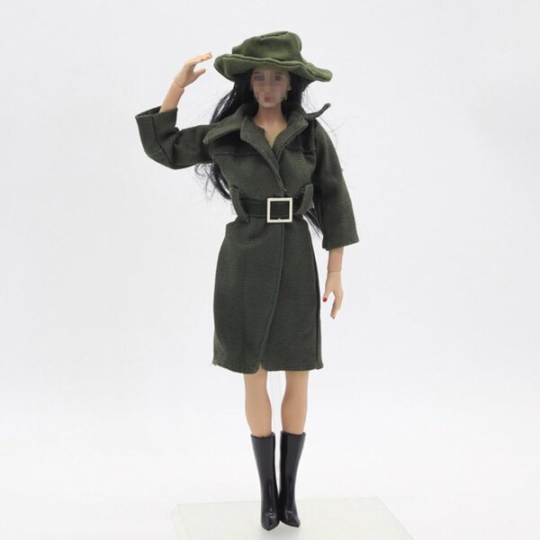 1/6 Damen-Trenchcoat-Anzug für 12-Zoll-Puppe, elegant und langlebig, grün