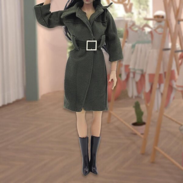 1/6 Damen-Trenchcoat-Anzug für 12-Zoll-Puppe, elegant und langlebig, grün