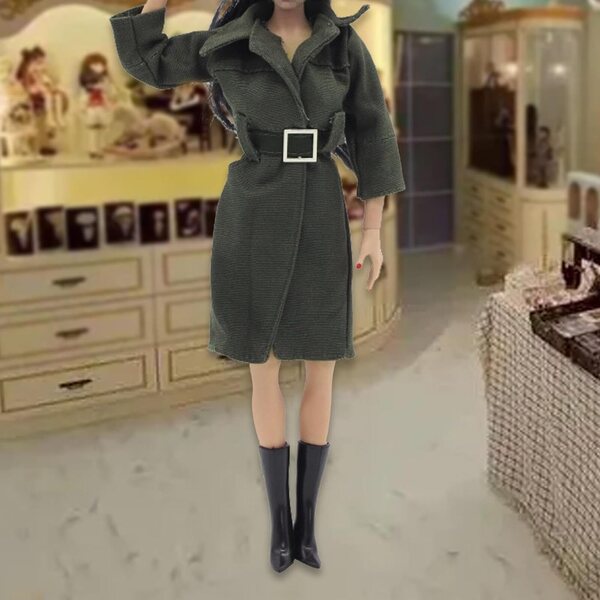 1/6 Damen-Trenchcoat-Anzug für 12-Zoll-Puppe, elegant und langlebig, grün