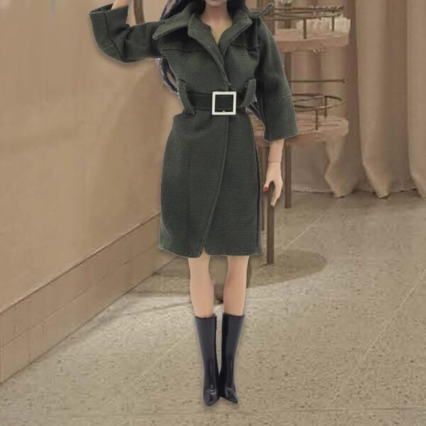1/6 Damen-Trenchcoat-Anzug für 12-Zoll-Puppe, elegant und langlebig, grün