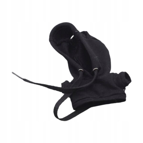 Schwarzer Bluza mit Kapuze aus weichem Stoff für 15–17 cm große Puppen