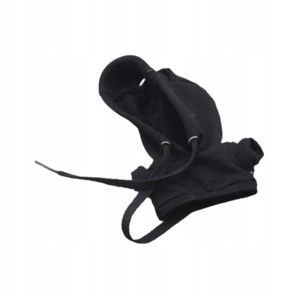 Schwarzer Bluza mit Kapuze aus weichem Stoff für 15–17 cm große Puppen