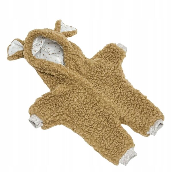 Kombinezon invernale per bambole 34-38 cm colore toffee, sherpa e cotone