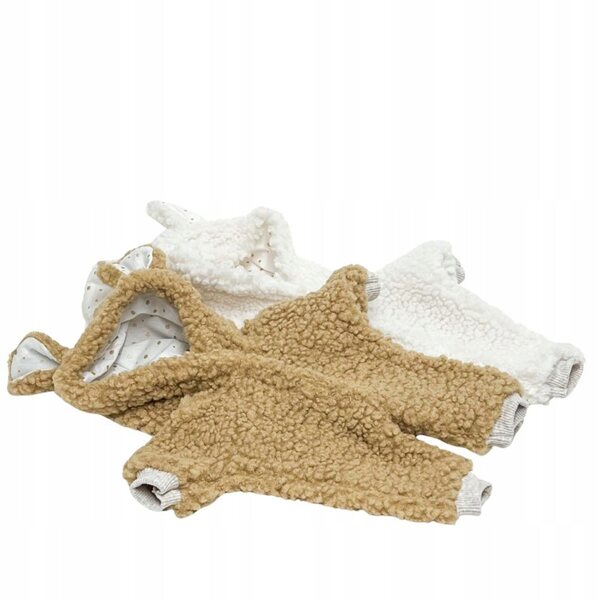 Kombinezon invernale per bambole 34-38 cm colore toffee, sherpa e cotone