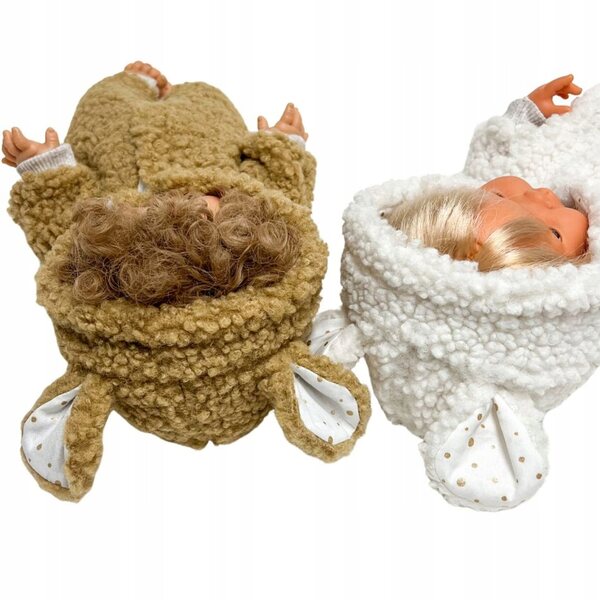 Kombinezon invernale per bambole 34-38 cm colore toffee, sherpa e cotone