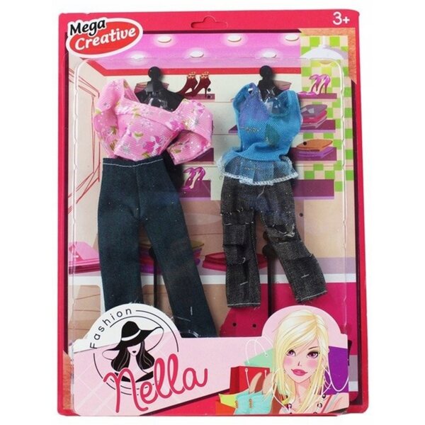 Set mit 2 Retro-Jeans-Kleidungssets für Mega Creative 3+ Puppen