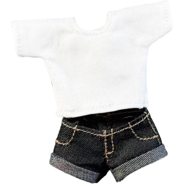 1/12 Lässiges Outfit für Actionfigur mit Stoff-T-Shirt und Jeans-Shorts