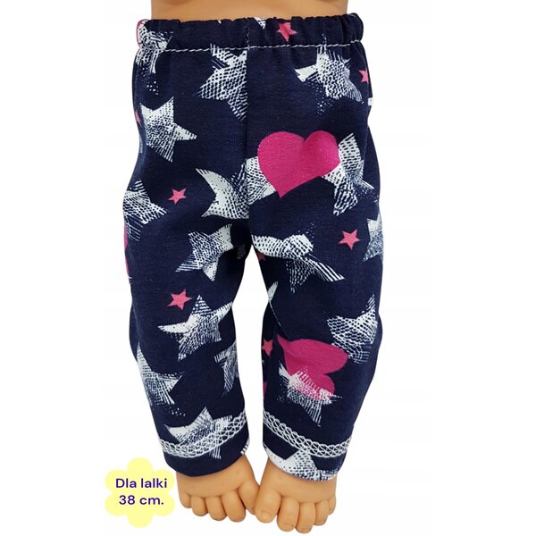 Dunkelblaue Shorts mit Mustern für eine Puppe von 42–45 cm – Strickkleidung