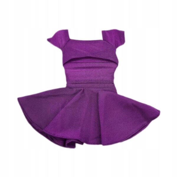 Lila Faltenkleid für Puppen im Maßstab 1:6 – komplettes T-Shirt und Rock