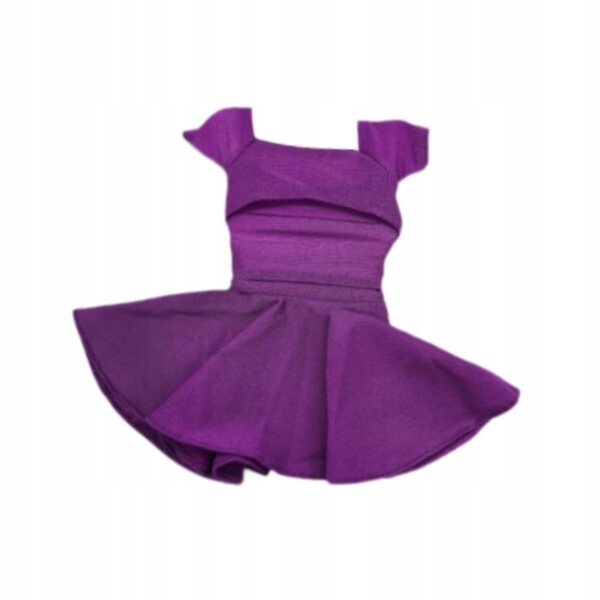 Lila Faltenkleid für Puppen im Maßstab 1:6 – komplettes T-Shirt und Rock