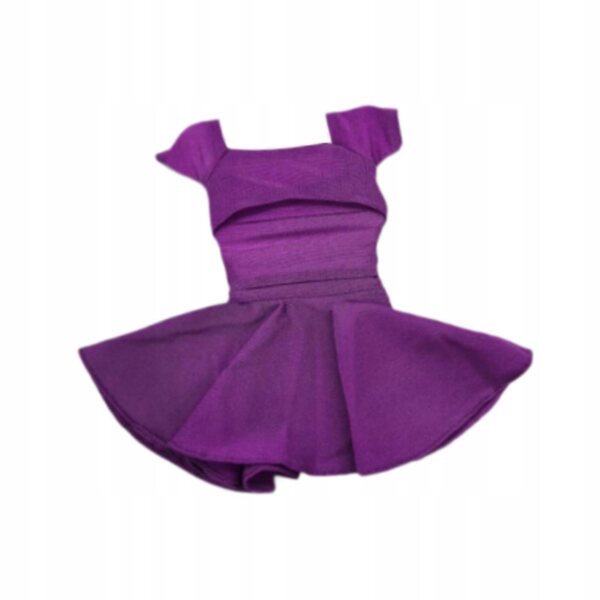 Lila Faltenkleid für Puppen im Maßstab 1:6 – komplettes T-Shirt und Rock
