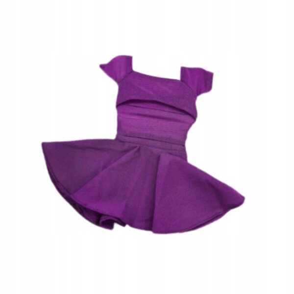 Lila Faltenkleid für Puppen im Maßstab 1:6 – komplettes T-Shirt und Rock