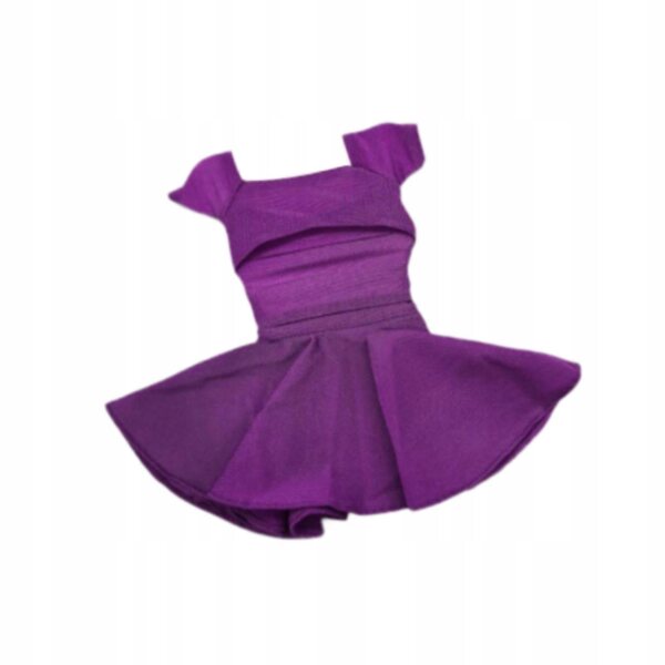 Lila Faltenkleid für Puppen im Maßstab 1:6 – komplettes T-Shirt und Rock