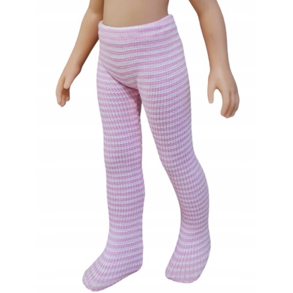 Rajstopy per bambola Paola Reina 32 cm a righe bianco-rosa, 5 colori disponibili