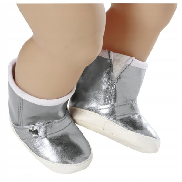 Scarpe invernali argento per bambola BABY born 43 cm, calde e originali