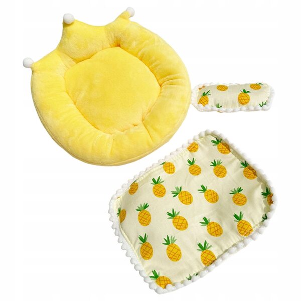 Komplettes Bettwäsche-Set für Puppen, 17 cm, Matratze, Decke, Kissen, Gelb