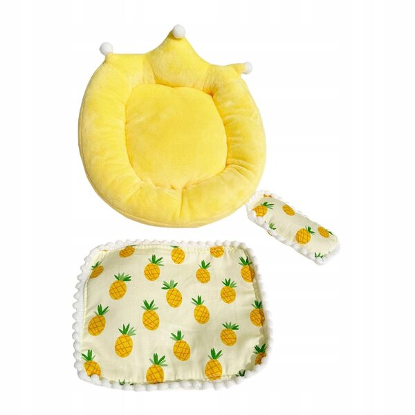 Komplettes Bettwäsche-Set für Puppen, 17 cm, Matratze, Decke, Kissen, Gelb