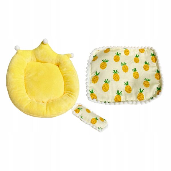 Komplettes Bettwäsche-Set für Puppen, 17 cm, Matratze, Decke, Kissen, Gelb