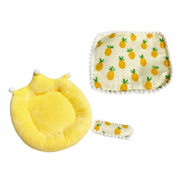 Komplettes Bettwäsche-Set für Puppen, 17 cm, Matratze, Decke, Kissen, Gelb