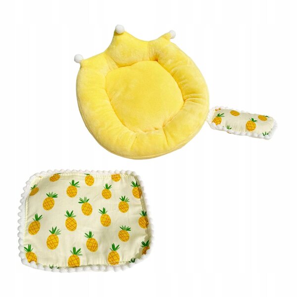 Komplettes Bettwäsche-Set für Puppen, 17 cm, Matratze, Decke, Kissen, Gelb