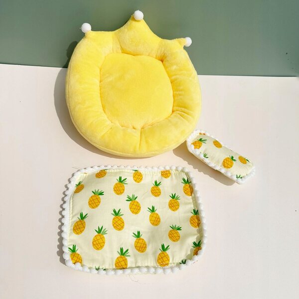 Komplettes Bettwäsche-Set für Puppen, 17 cm, Matratze, Decke, Kissen, Gelb