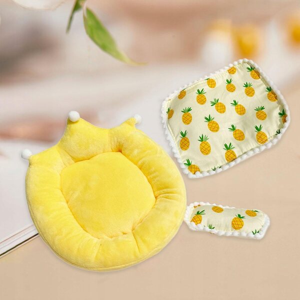 Komplettes Bettwäsche-Set für Puppen, 17 cm, Matratze, Decke, Kissen, Gelb