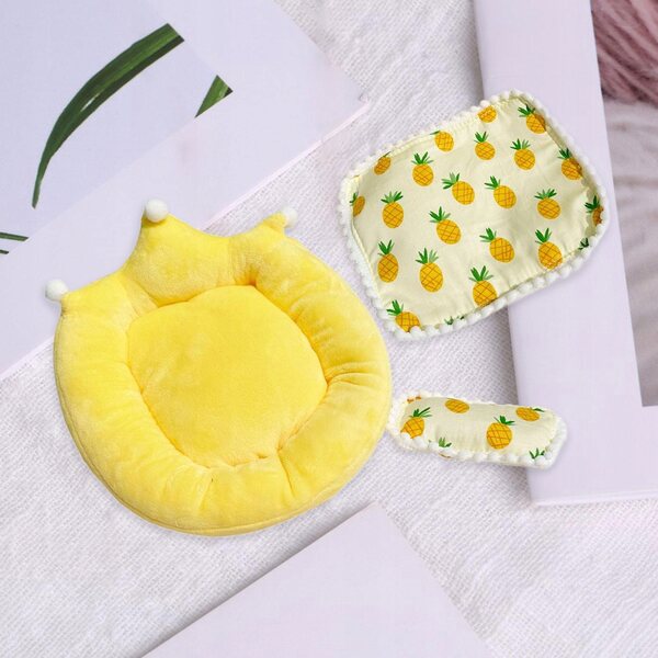Komplettes Bettwäsche-Set für Puppen, 17 cm, Matratze, Decke, Kissen, Gelb