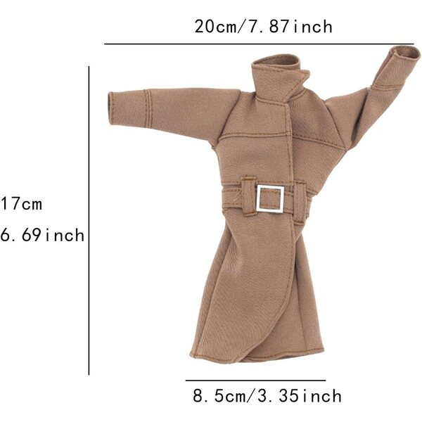 1/6 Damen-Kostümset mit braunem Trenchcoat für 12-Zoll-Puppen