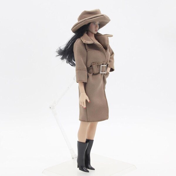 1/6 Damen-Kostümset mit braunem Trenchcoat für 12-Zoll-Puppen